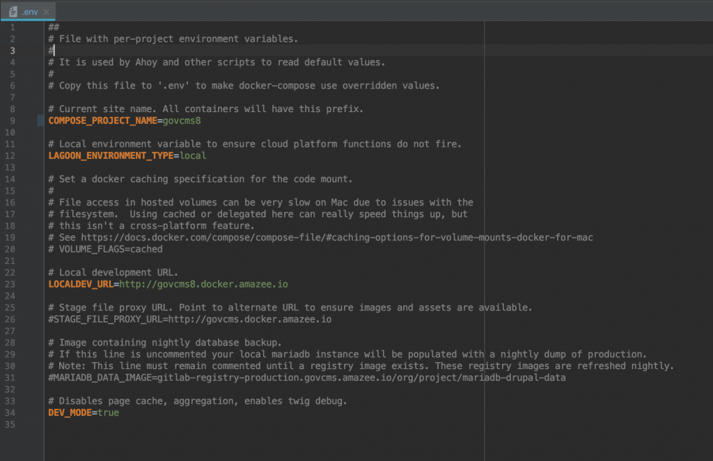 GovCMS 8 local development configuration for Lagoon/OpenShift