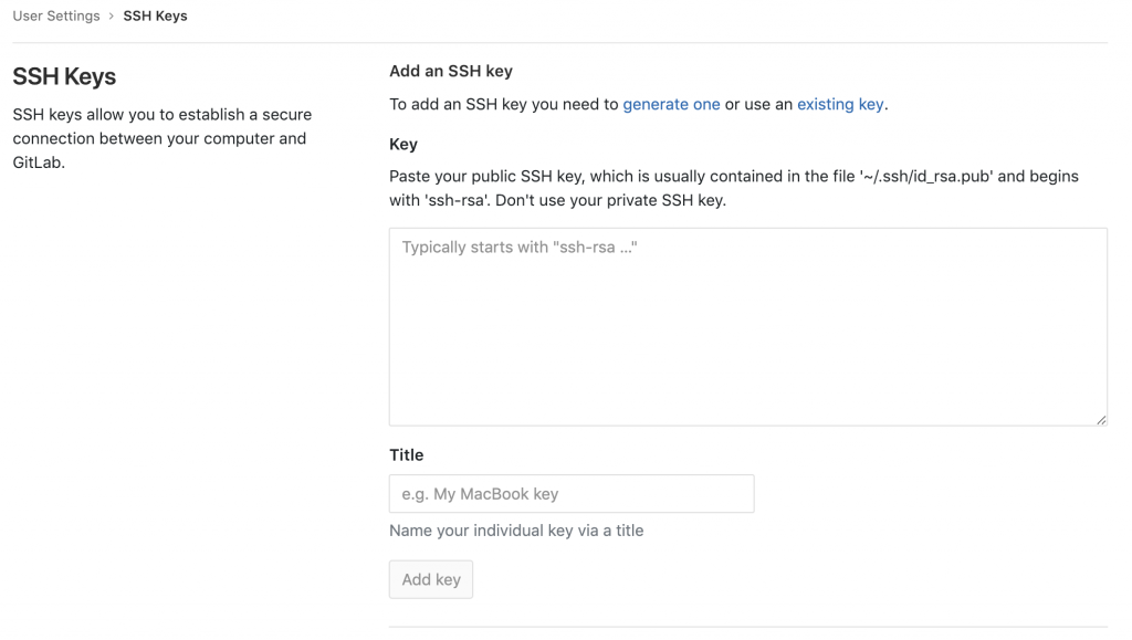How to add SSH key to GitLab for GovCMS